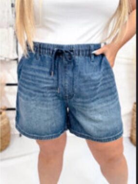 Judy Blue Midwash Drawstring Denim Shorts